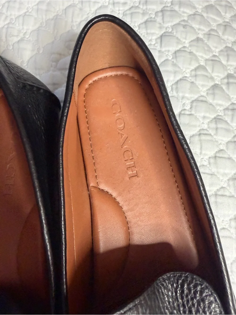 Coach Black Pebbled Leather Horsebit Loafers